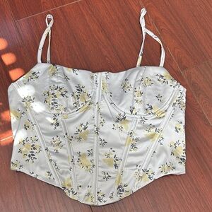 Fashion Nova Yellow Floral Crop Top